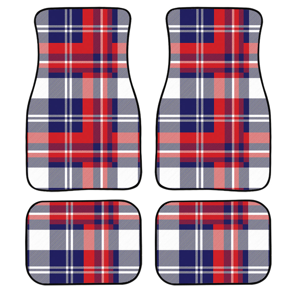 Usa Plaid Pattern Print Front And Back Car Floor Mats, Front Car Mat