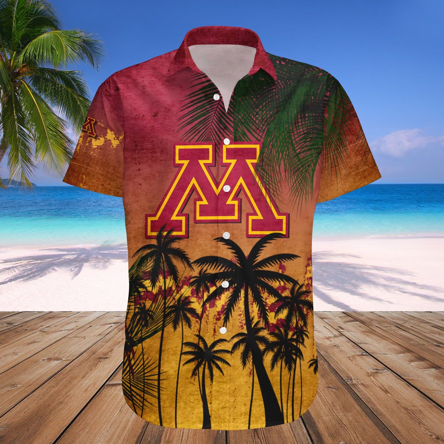 Minnesota Golden Gophers Hawaii Shirt Coconut Tree Tropical Grunge – NCCA