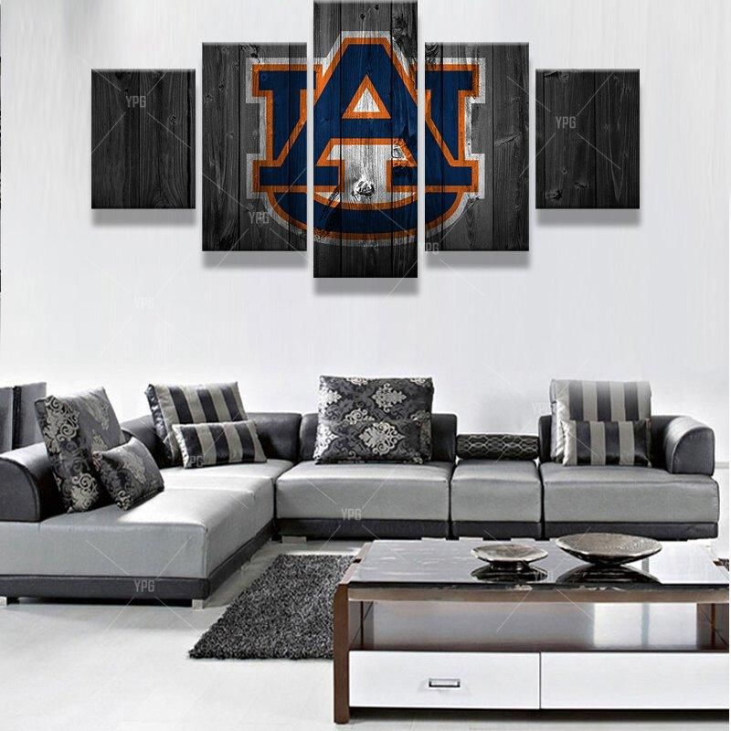 Auburn Tigers Barnwood Abstract 5 Panel Canvas Art Wall Decor