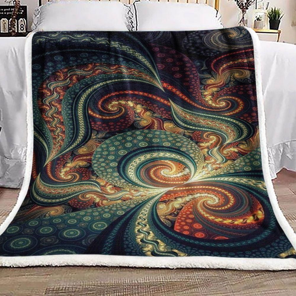 Abstract Spiral Special Pattern Fleece Blanket, Sherpa Blanket, Gift For Parent, Family Member, Friends Gift, Christmas Gift, Home Decor, Home Living