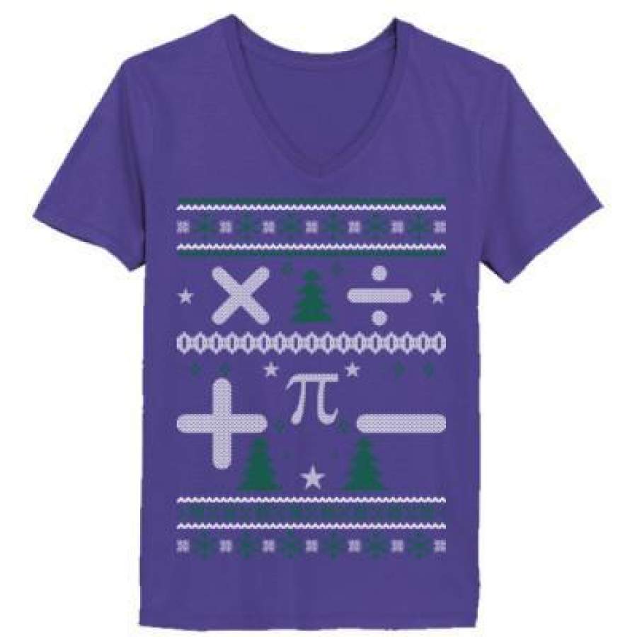 AGR Math Maths Ugly Christmas Sweater Xmas – Ladies’ V-Neck T-Shirt