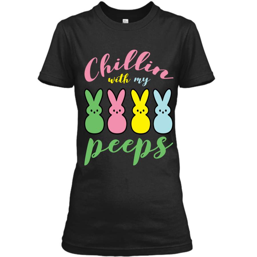 Chillin With My Peeps Easter Bunny Funny T-Shirt for Kids1 Ladies Custom