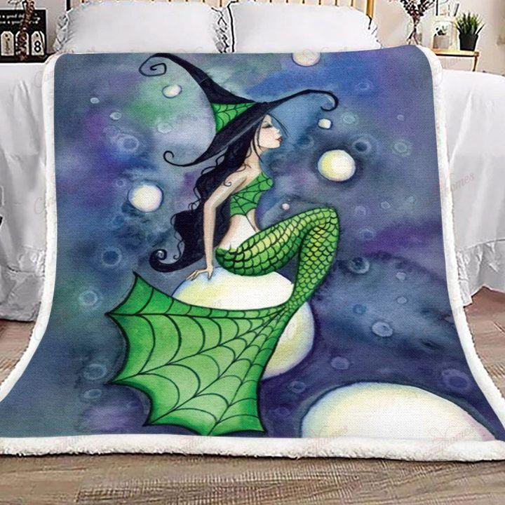 Mermaid Witch Fleece Blankets, Halloween Blanket, Halloween Throw Blanket, Halloween Fleece Blanket – Blanket, 30X40, Blanket Sofa Bed