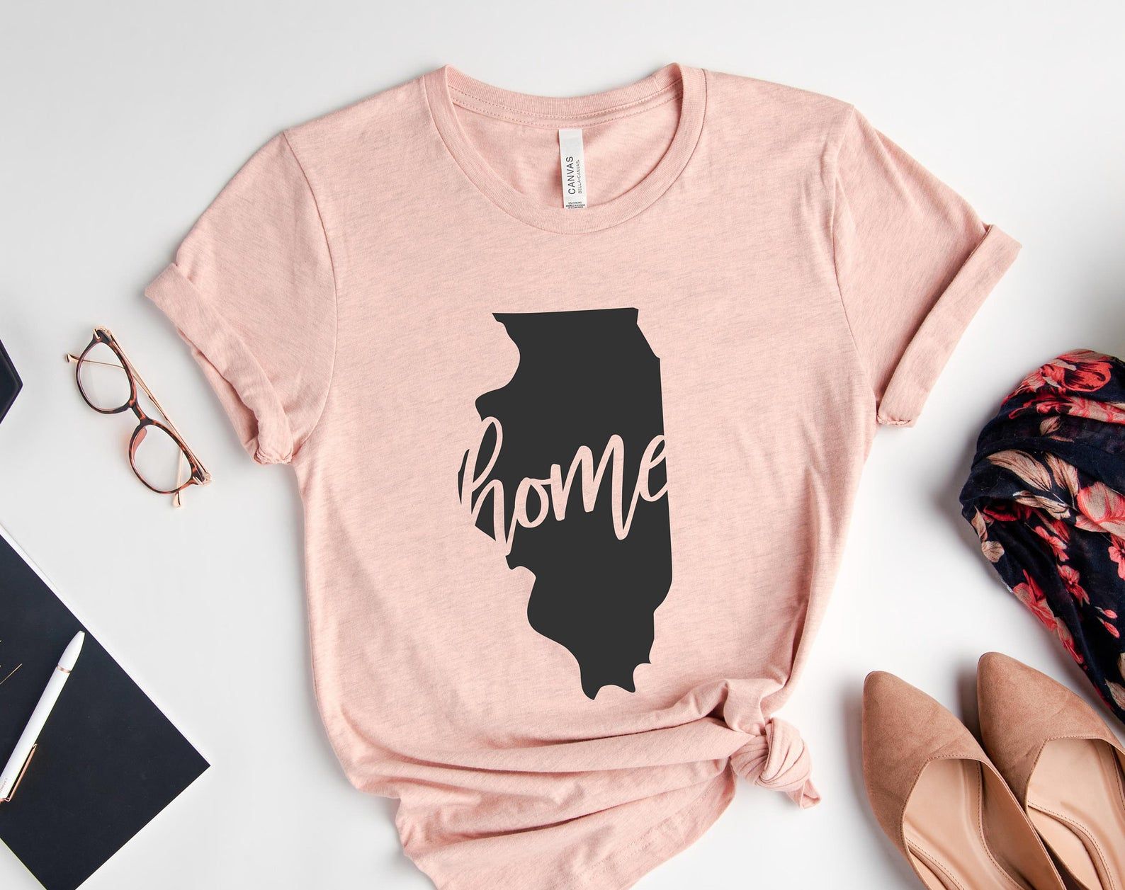 Illinois State Home Shirts Illinois State Map Shirt Illinois Travel Gifts Illinois Apparel Illinois Clothing Illinois Travel T-Shirt