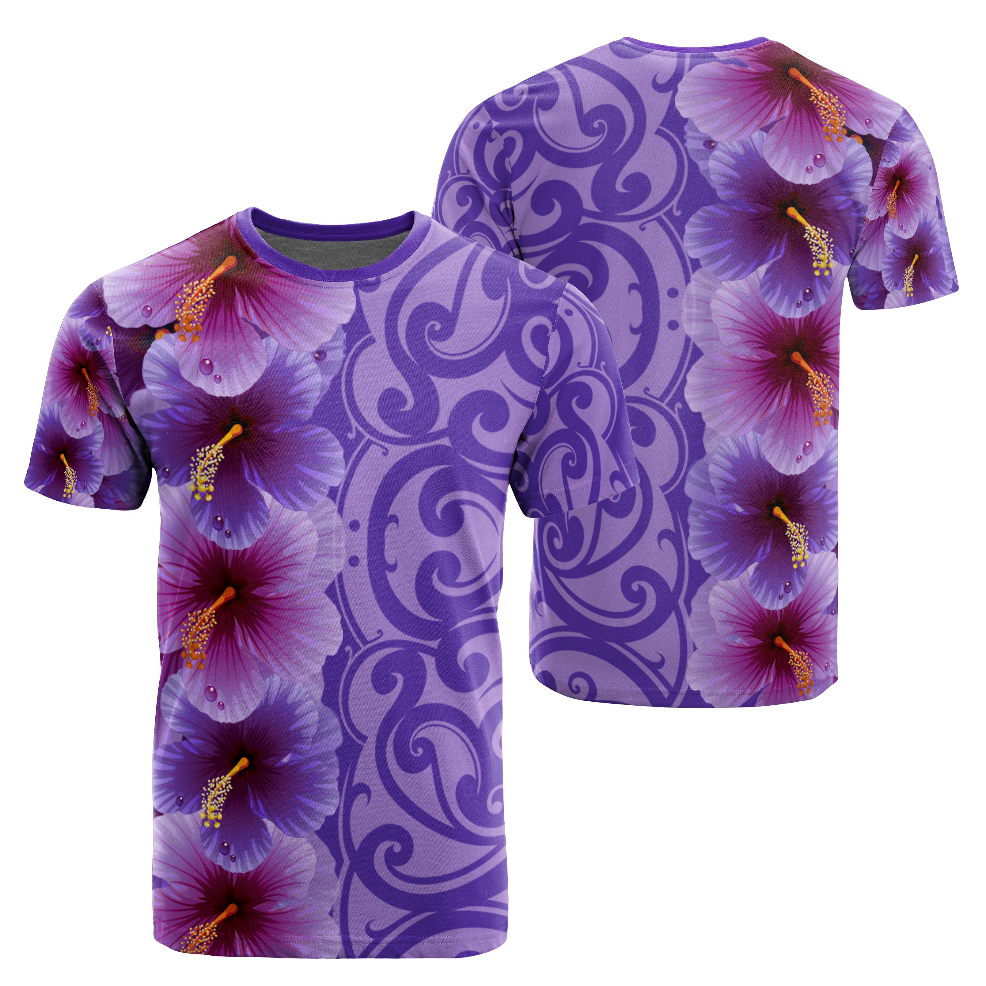 Hawaiian Hibiscus Flower Polynesian Curtis Style Purple Ah Ha99813