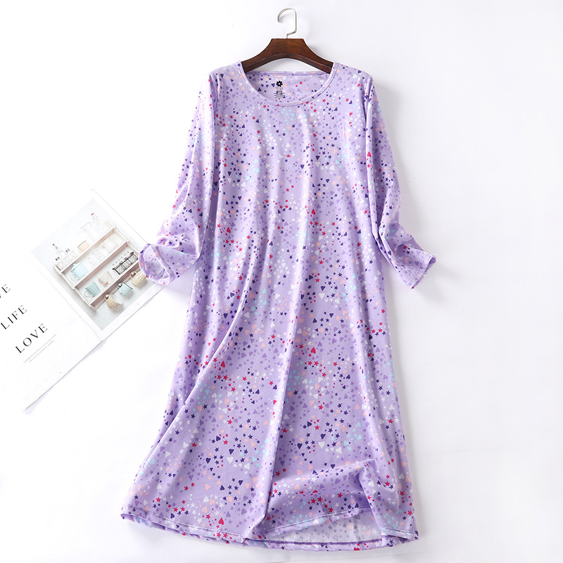 Brand Designer Homewear Women Casual Soft Long Nightgown Ladies Cotton Long Sleeve Nightdress Female High Quality Sleep Dress alx