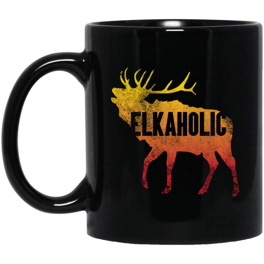 Vintage Elkaholic Funny Elk Hunting For Hunters Coffee Mug