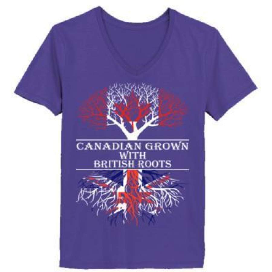 AGR Canadian Grown With British Roots – Ladies’ V-Neck T-Shirt