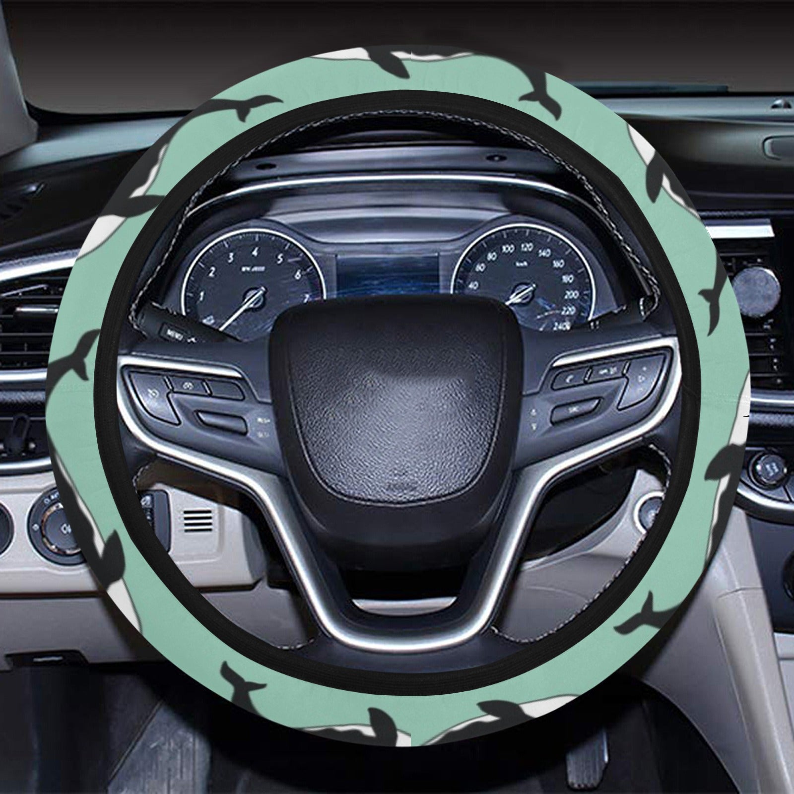 Whale Print Design Lks307 Steering Wheel Cover With Elastic Edge