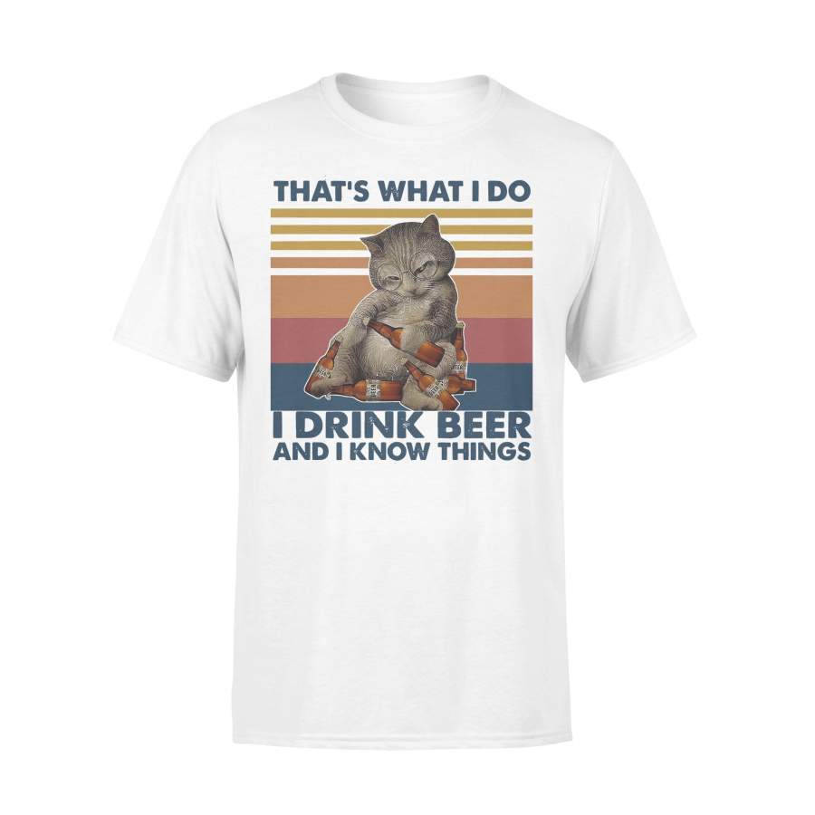 That’s What I Do I Drink Beer And I Know Things Drunk Cat Vintage T-shirt