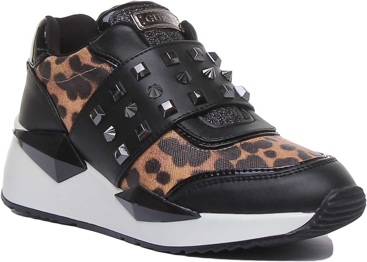 Guess Tinsel Active Women’S Slip On Sneakers With Studs In Leopard