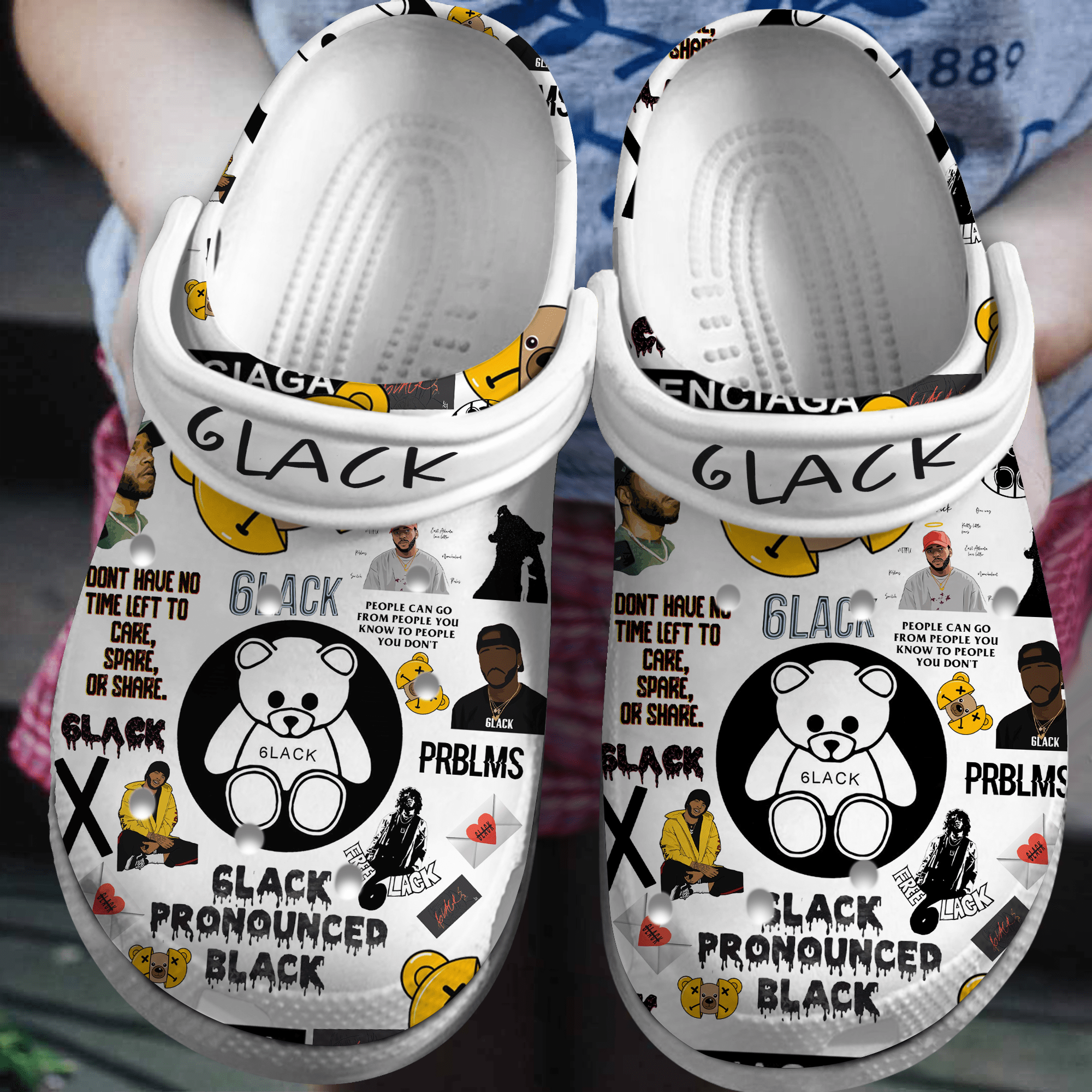 6lack Pronounced Black Music Crocs Crocband Clogs Shoes Comfortable For Men Women and Kids