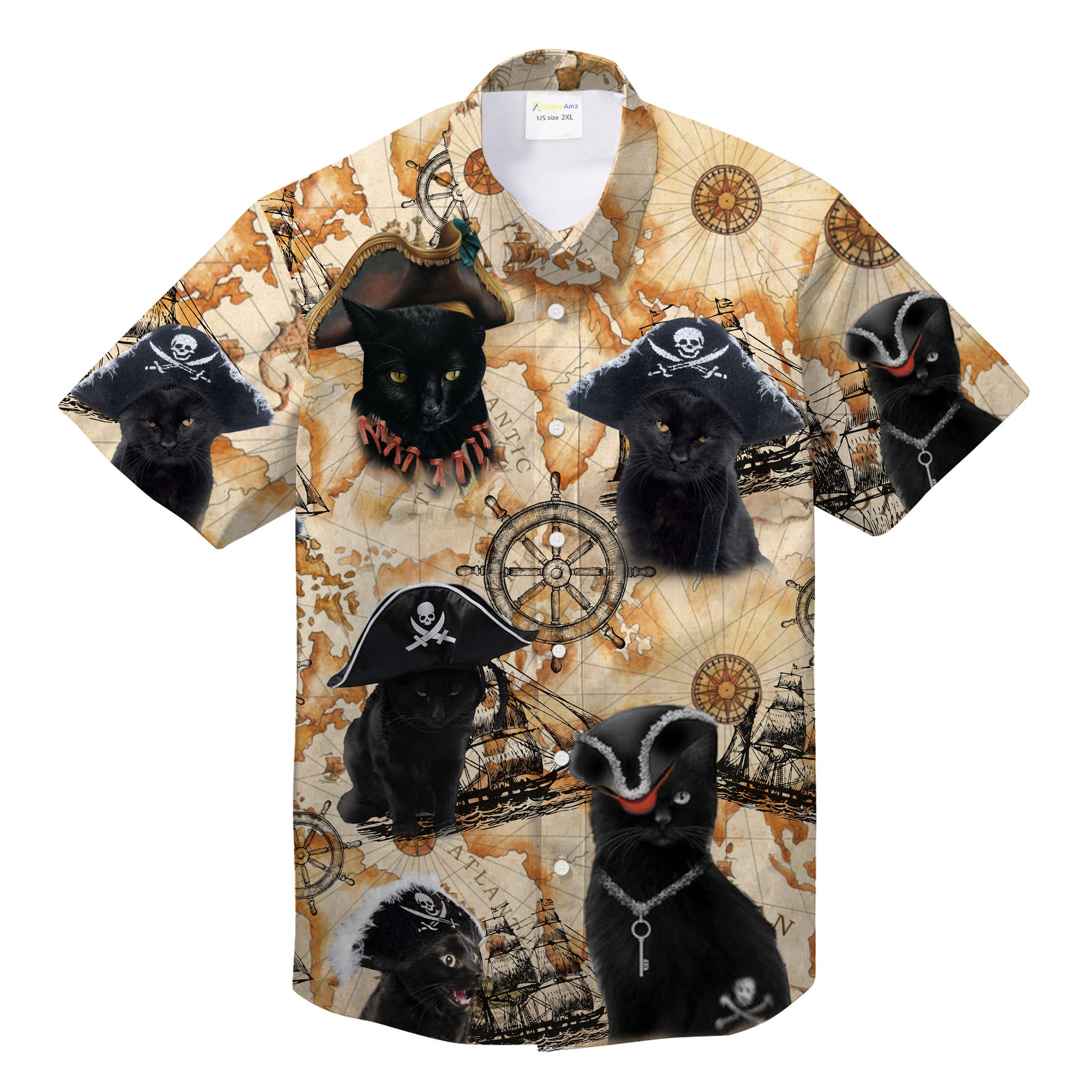 Black Cat Pirate Vintage Hawaiian Shirt Chipteeamz – TNN490