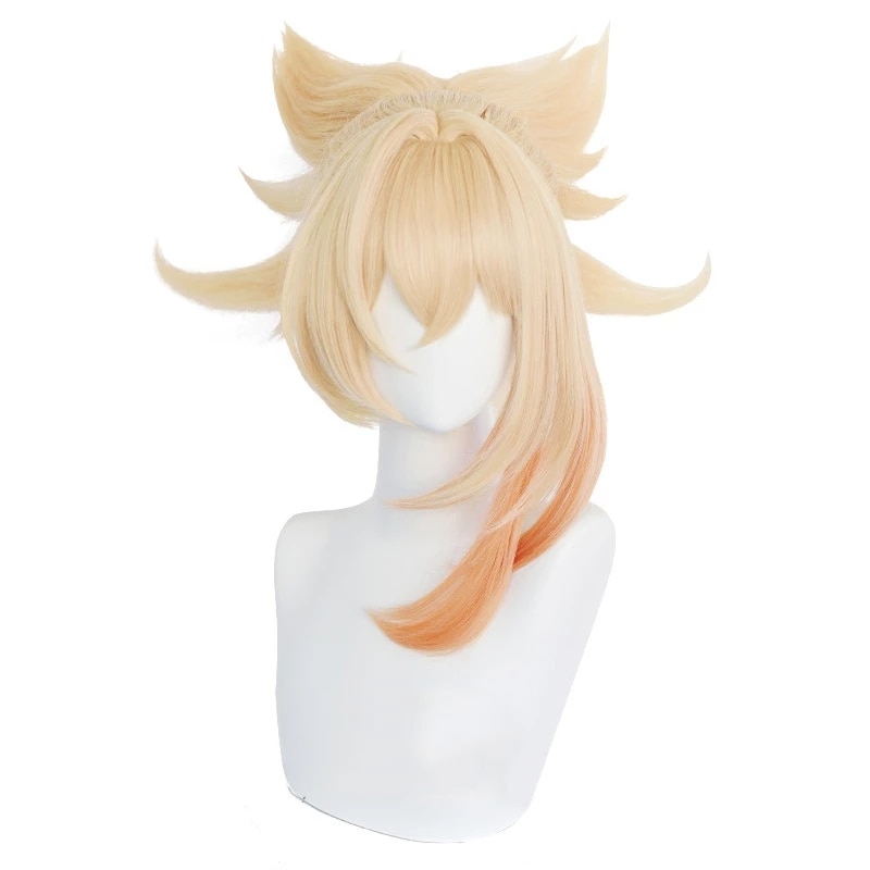 Yoimiya Cosplay Wig Game Genshin Impact Yoimiya Blond Orange Ponytail Fake Hair Halloween Party Role Play Wigs alx