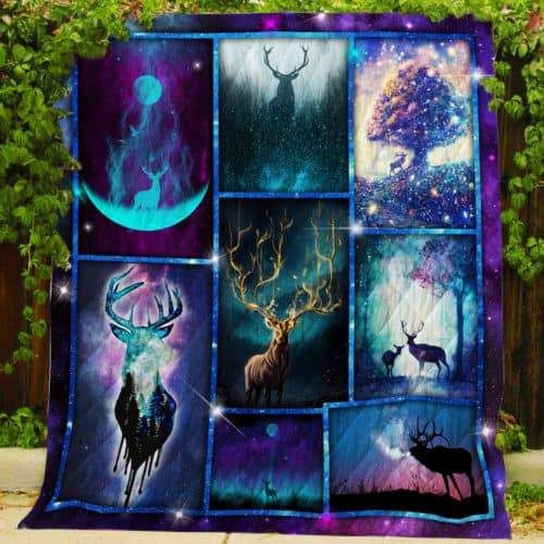 Galaxy Silhouette Deer 3D Quilt Blanket HGM2