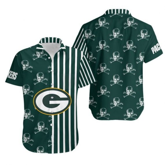 Gift For Husband Dad Green Bay Packers Stripes And Skull Hawaii Shirt Ha1560