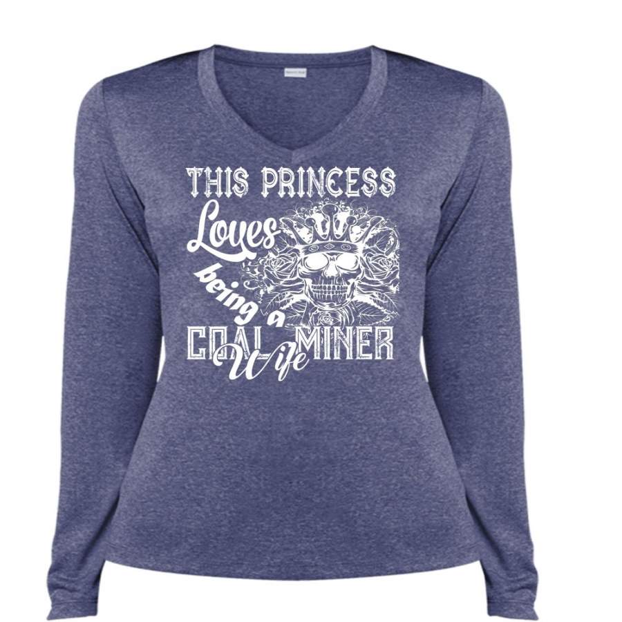 This Princess Loves Being A Coal Miner Wife T Shirt, Couple Shirt (Ladies LS Heather V-Neck)