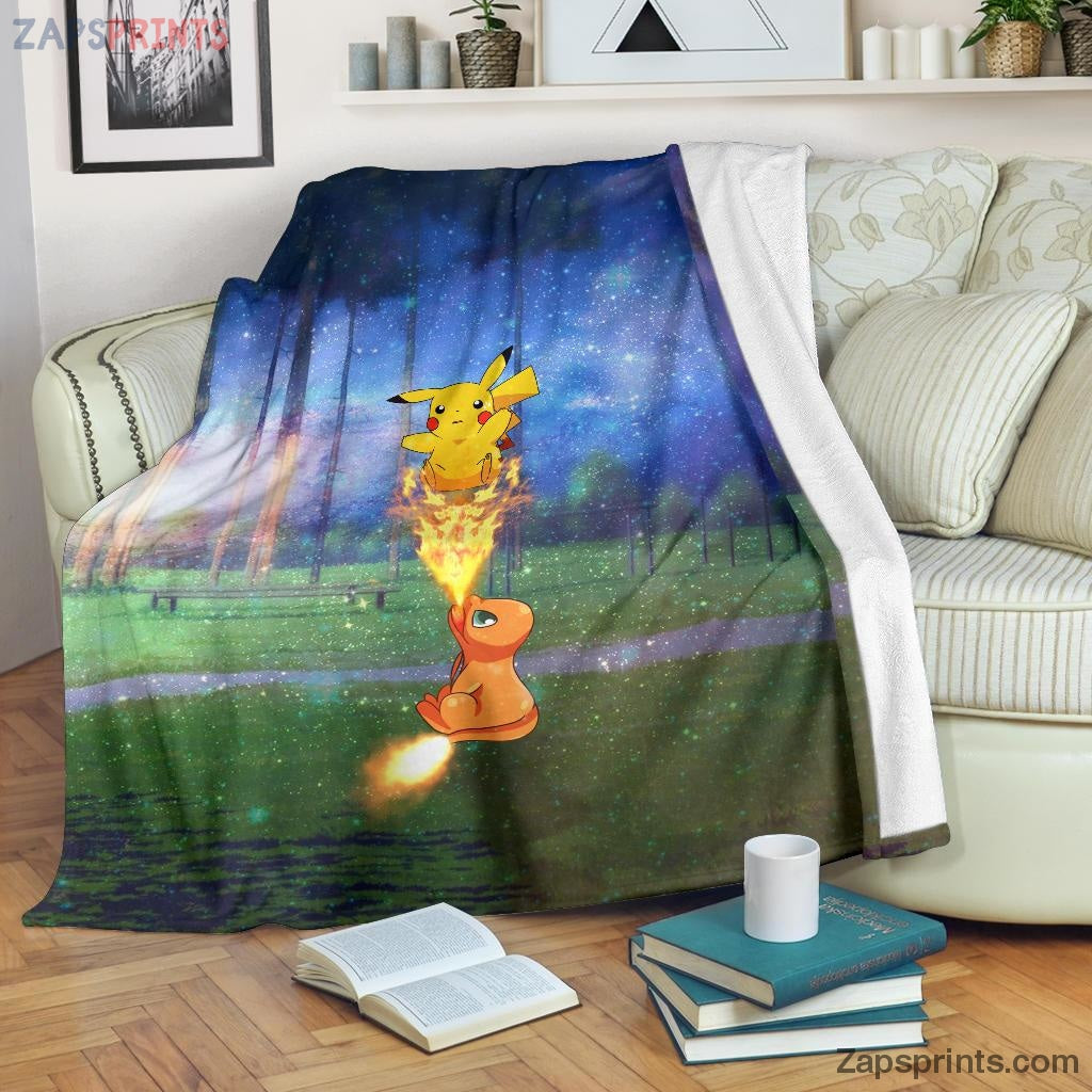 Charizard Attack Pikachu Pokemon Blanket