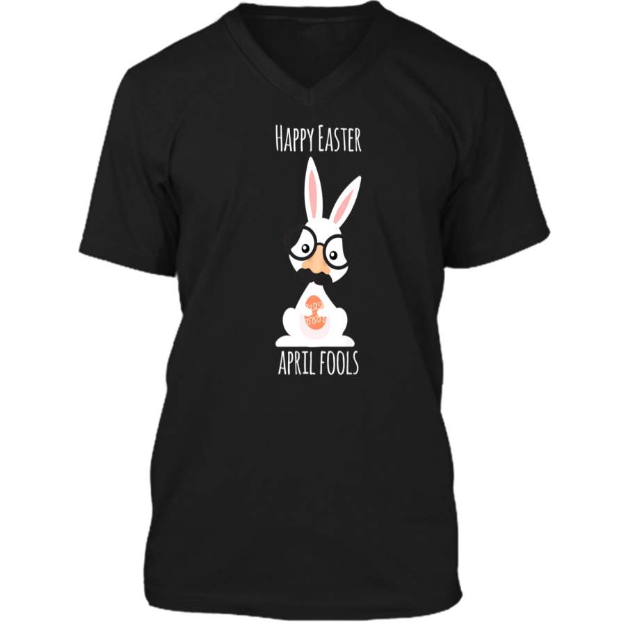 Cute Kawaii April Fools Easter Bunny T-Shirt Mens Printed V-Neck T