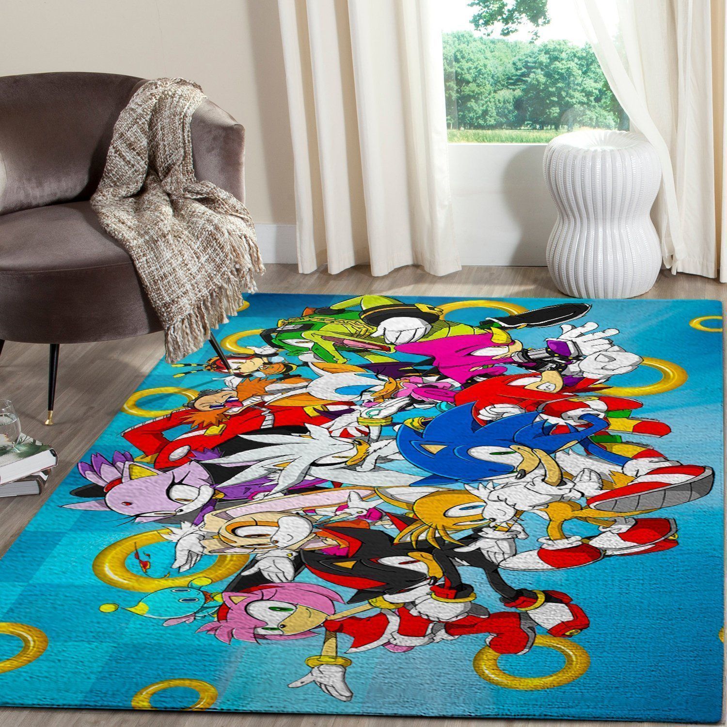 Sonic The Hedgehog Area Rug / Gaming Carpet, Gamer Living Room Rugs, Floor Decor 10113