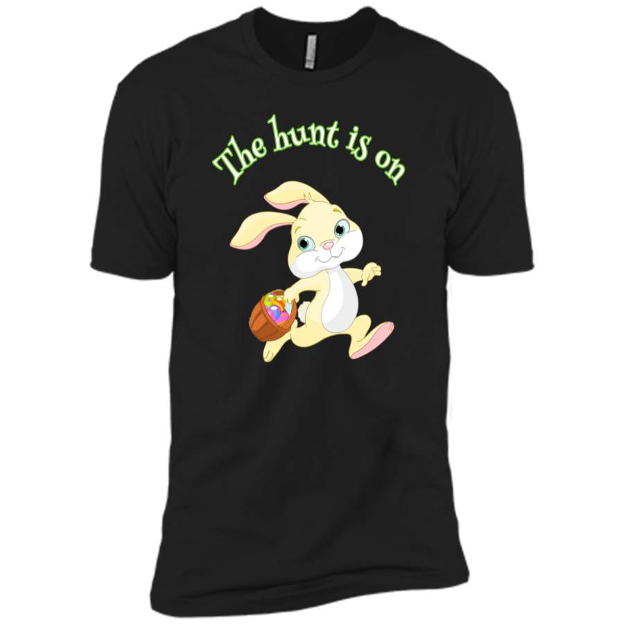 Boy Easter Shirt Egg Hunt The hunt is on Easter Bunny Shirt Next Level Premium Short Sleeve Tee