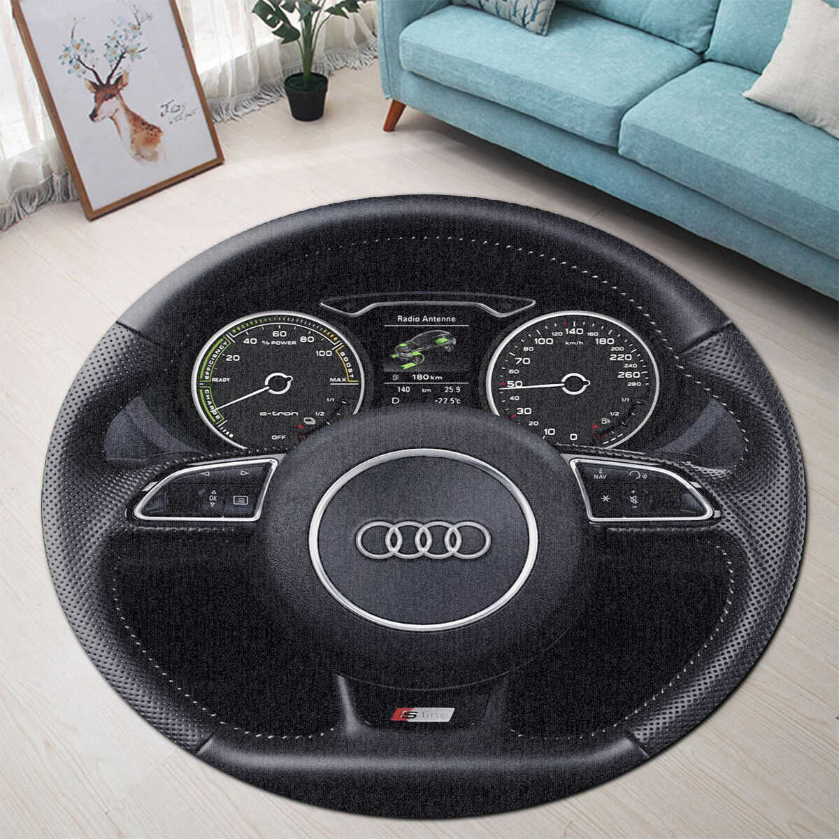 Audi Steering Wheel Collection Round Rug