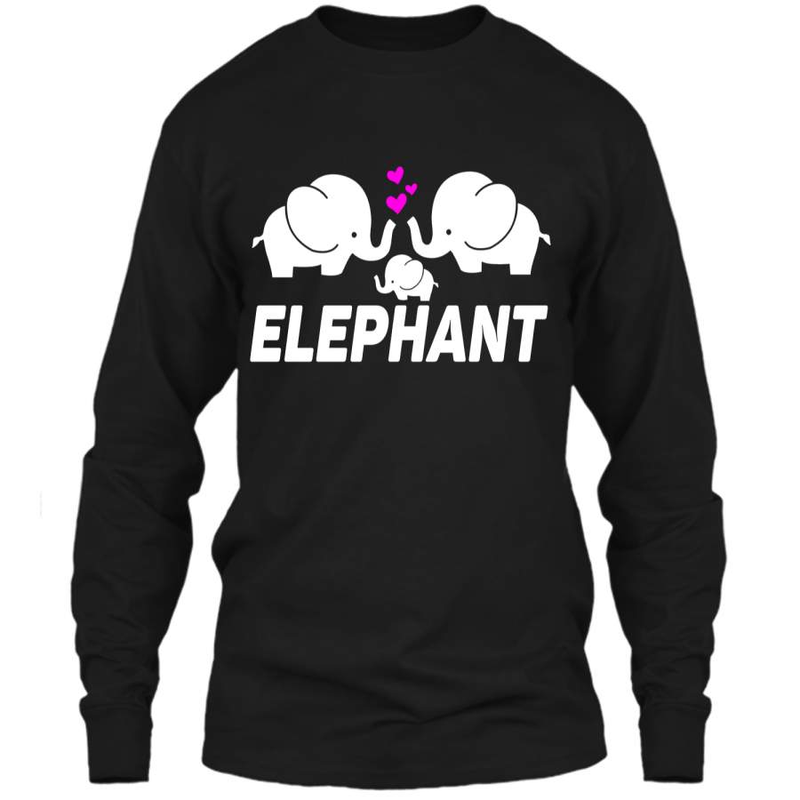 Men_s Women_s T Shirt Three Elephants Family LS Ultra Cotton Tshirt