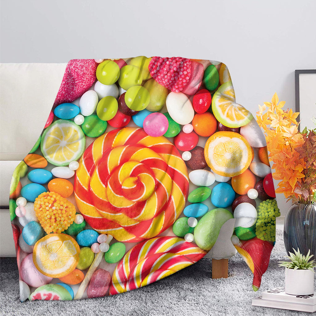 Colorful Lollipop And Candy Print Blanket