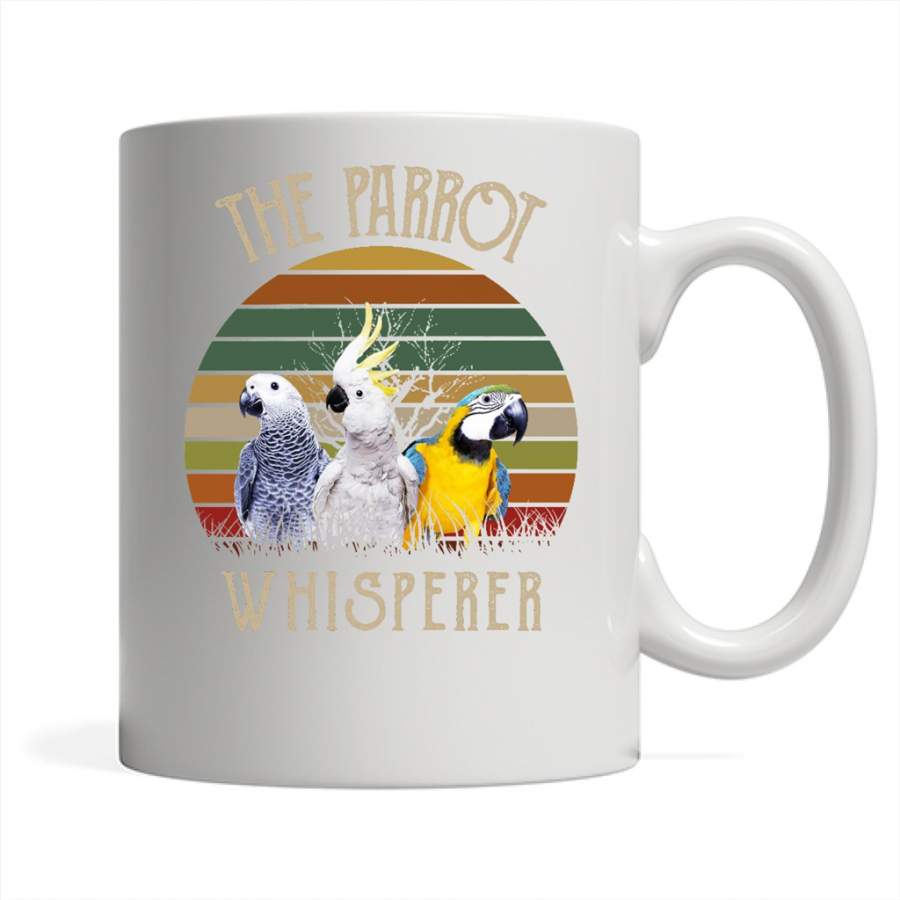 The Parrot Whisperer Classic Vintage Retro Design – Full-Wrap Coffee White Mug