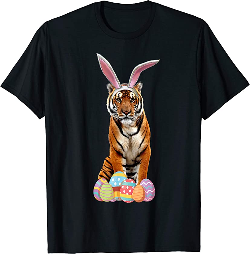 Easter Shirt Tiger Funny Bunny Ears & Eggs Tiger Gift