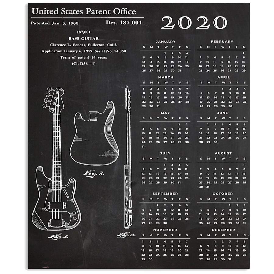 Bass Guitar With 2020 Calendar Custom Design Gift For Bass Guitar