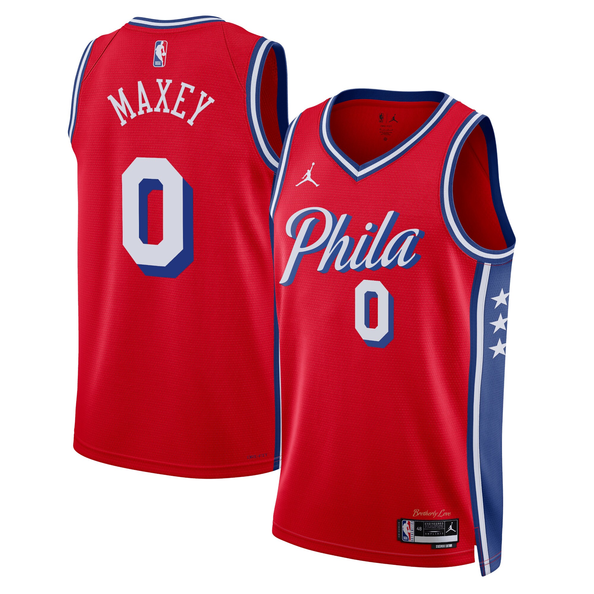 Philadelphia 76ers Jordan Statement Edition Swingman Jersey – Red – Tyrese Maxey – Unisex