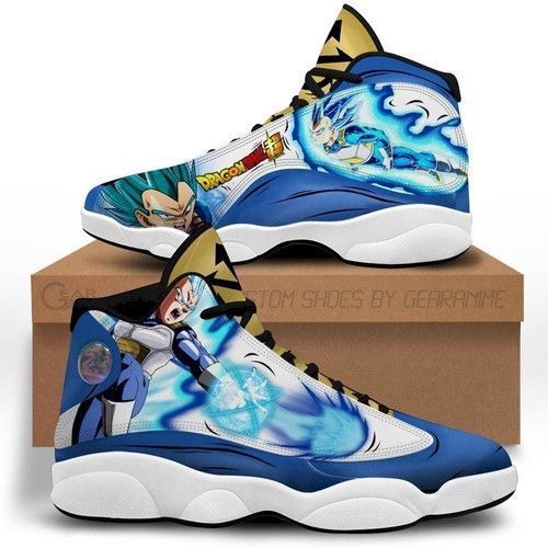 Vegeta Blue Jordan 13 Sneakers Dragon Ball Super Anime Custom Shoes Junefashions Shoes