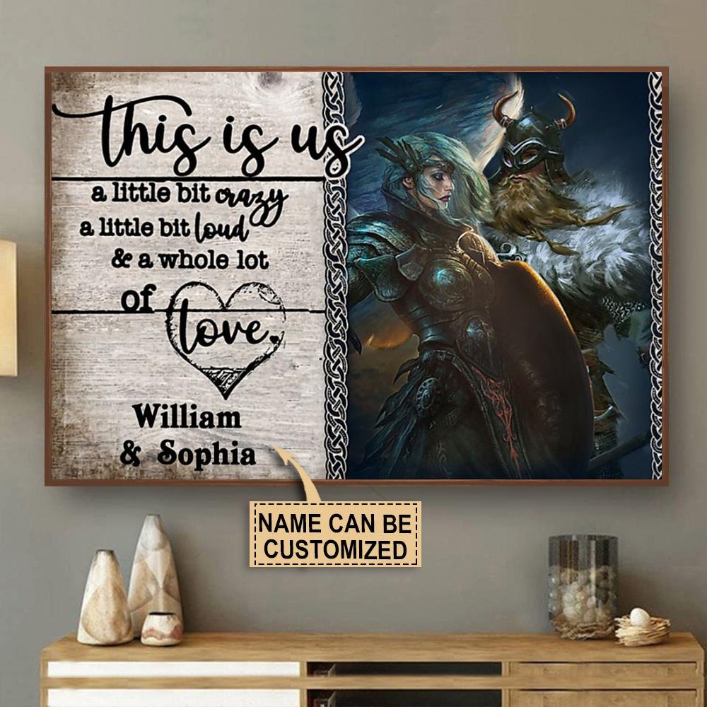 Aeticon Gifts Personalized Viking Couple A Little Bit Canvas Mom Dad Gift Home Decor