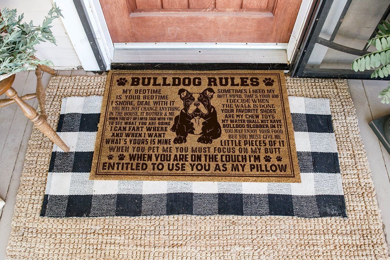 Dog Rules Coir Pattern All Over Printing Doormat