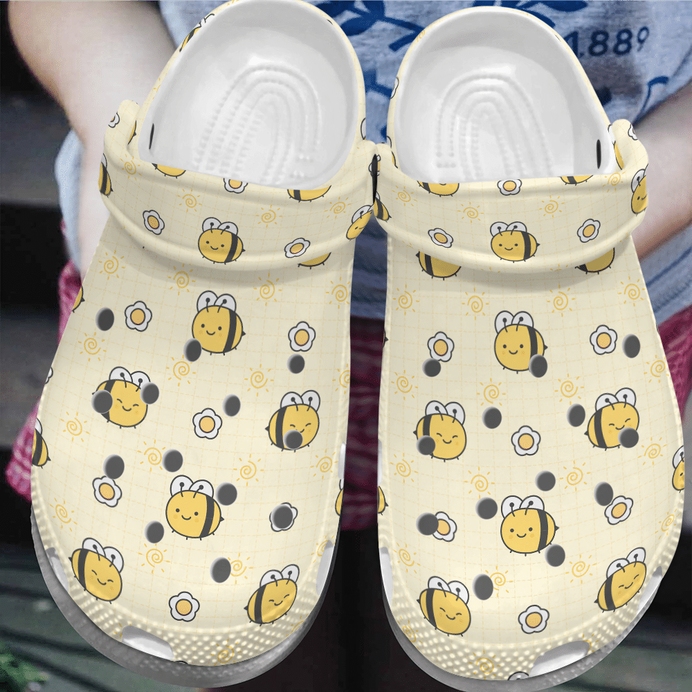 Bee Personalized Clog, Custom Name, Text, Color, Number Fashion Style For Women, Men, Kid, Print 3D Sunny Day