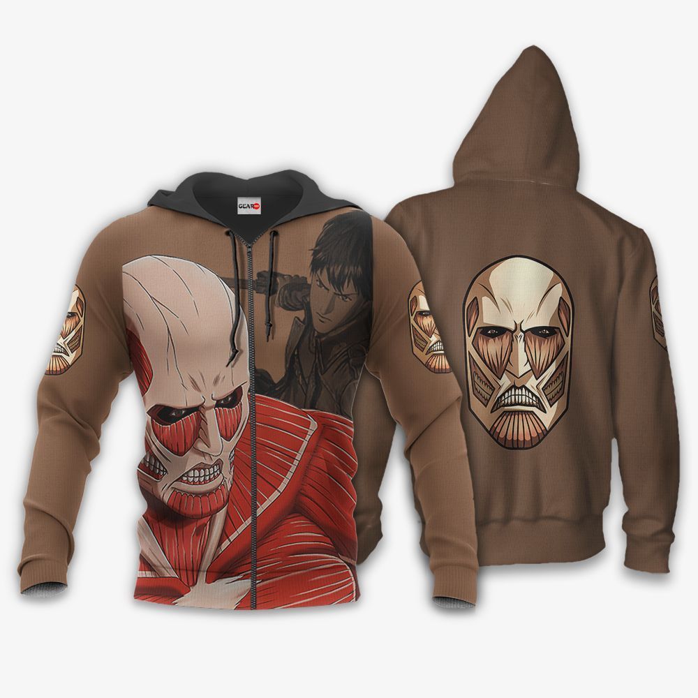 AOT Giant Titan Hoodie Shirt Attack On Titan Anime Zip Jacket