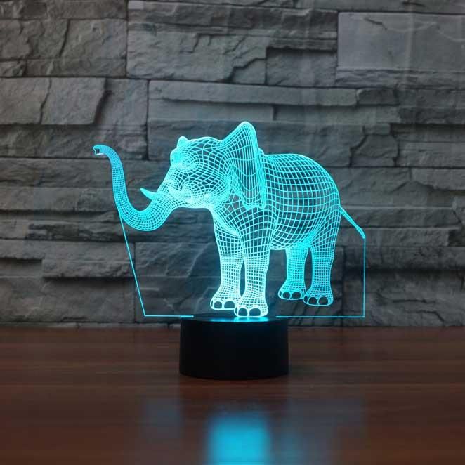 Anniversary Gift Playful Elephant Pattern 3D Illusion Night Light Led Light