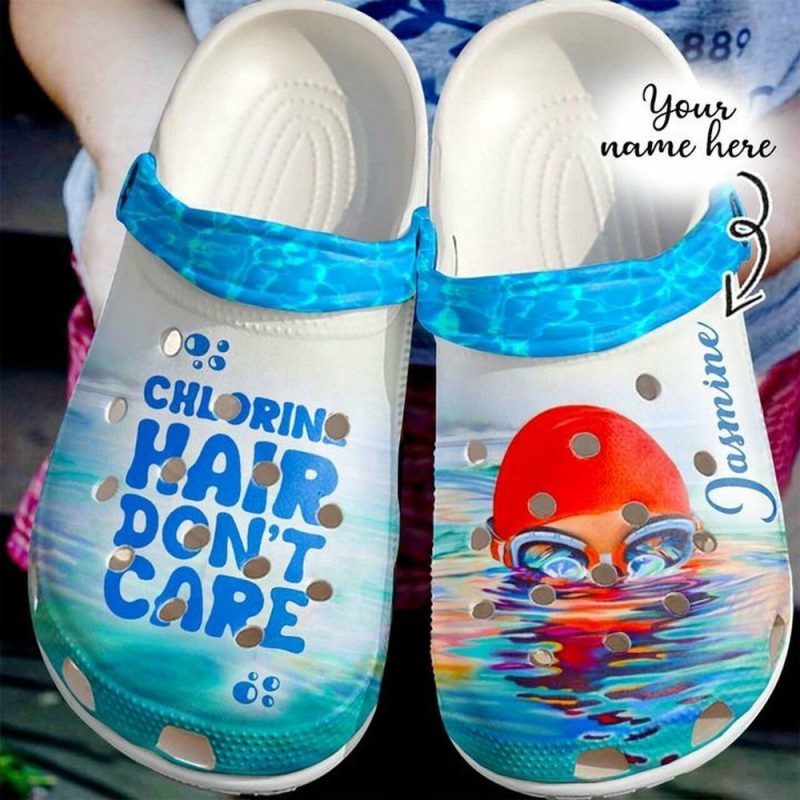 Swimming Personalized Chlorine Hair Dont Care 102 Gift For Lover Rubber clog Shoes Comfy Footwear