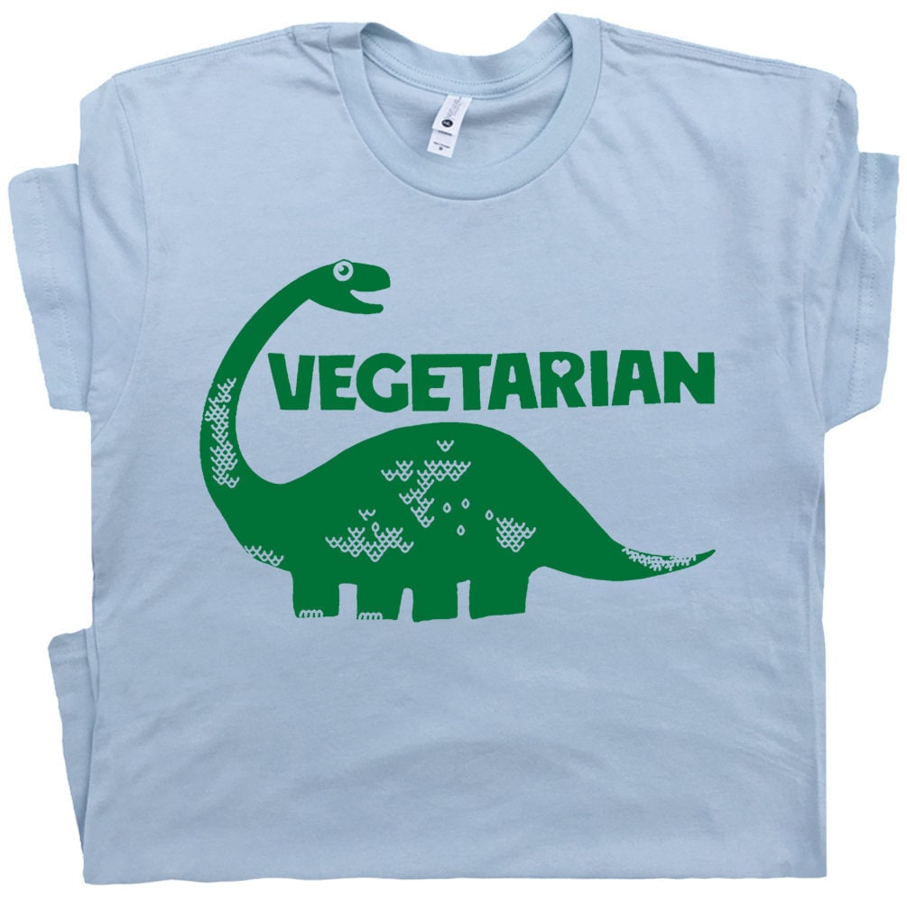 Vegetarian Dinosaur T Shirt Funny Cute Vegetables Graphic Humor Tee Witty Brontosaurus Kale Vegan Cool Vintage Retro For Mens Womens Kids