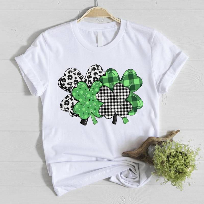 Plaid leopard shamrock 4 leaf clover st patrick’s day shirt – GST