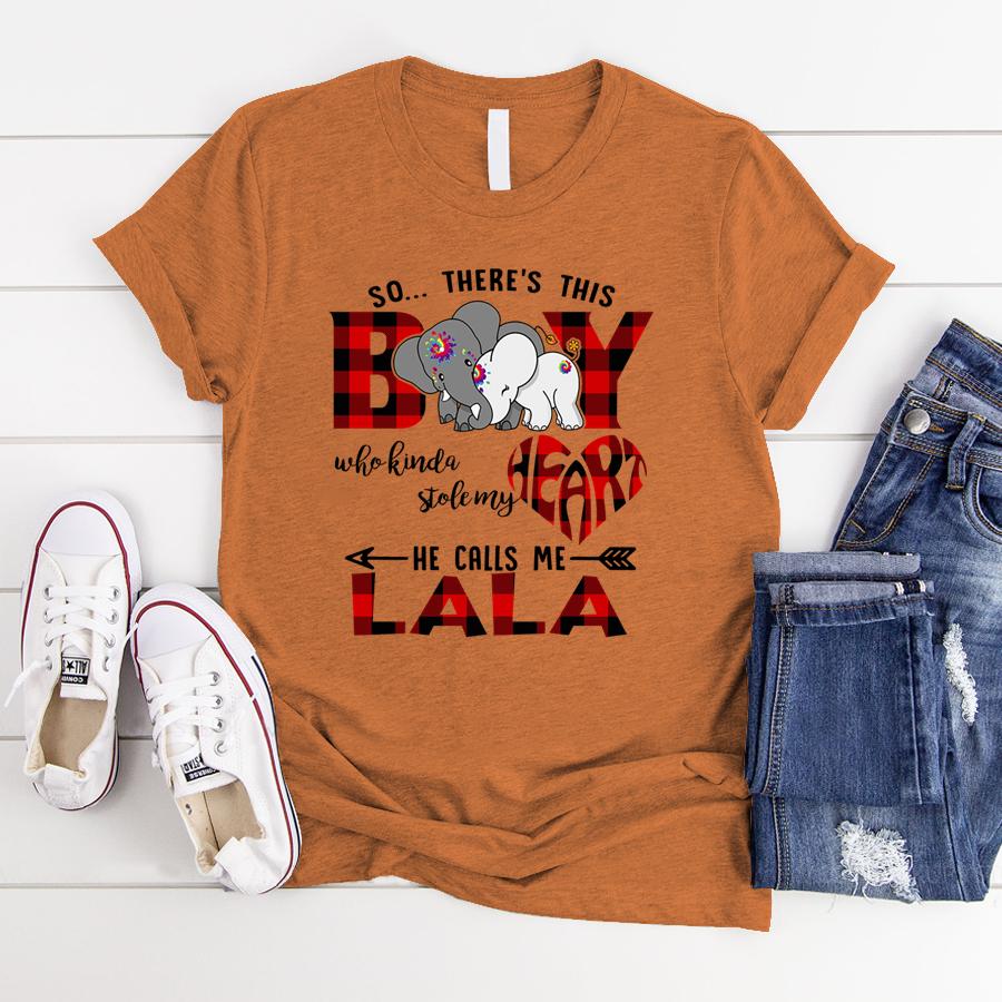 So There This Boy Calls Me Lala Elephant Cute Family Customize Personalized T-Shirt, Hoodie Adult, Kid, Unisex