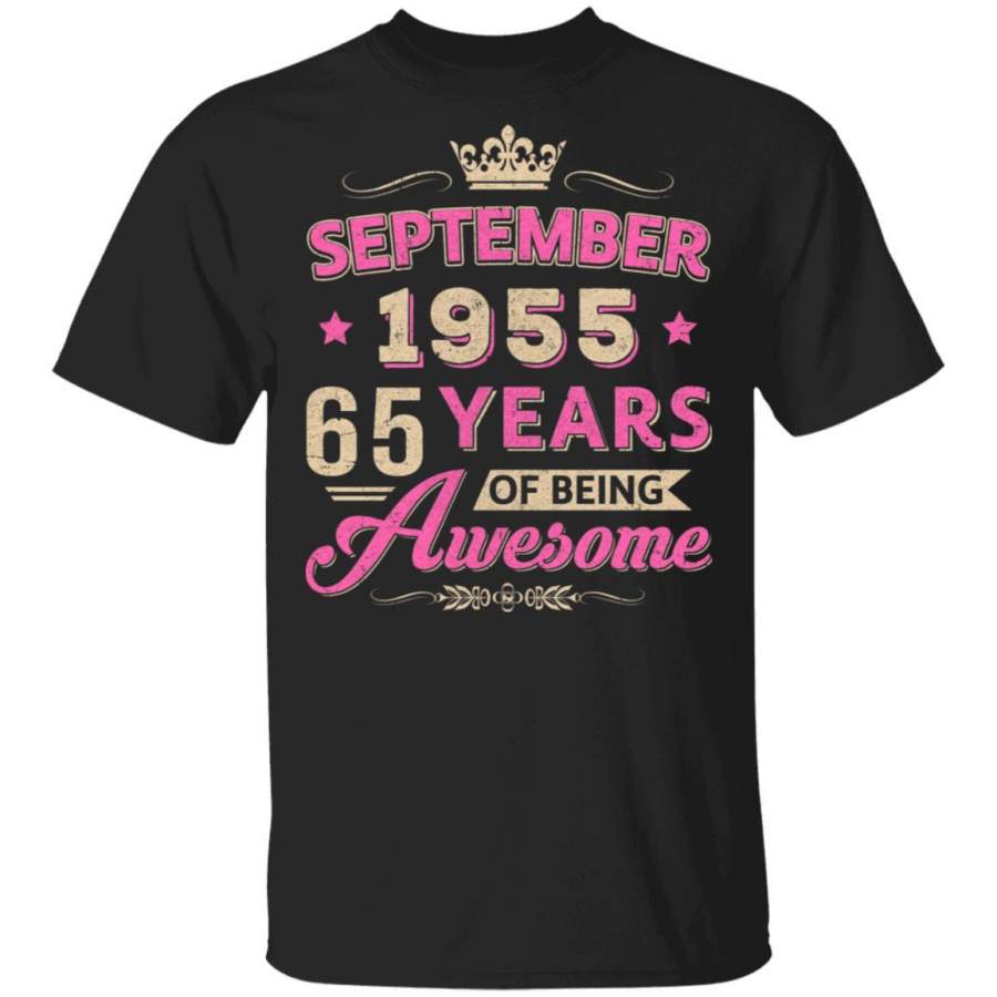 Vintage September 1955 65th Birthday Gift Being Awesome T-shirt