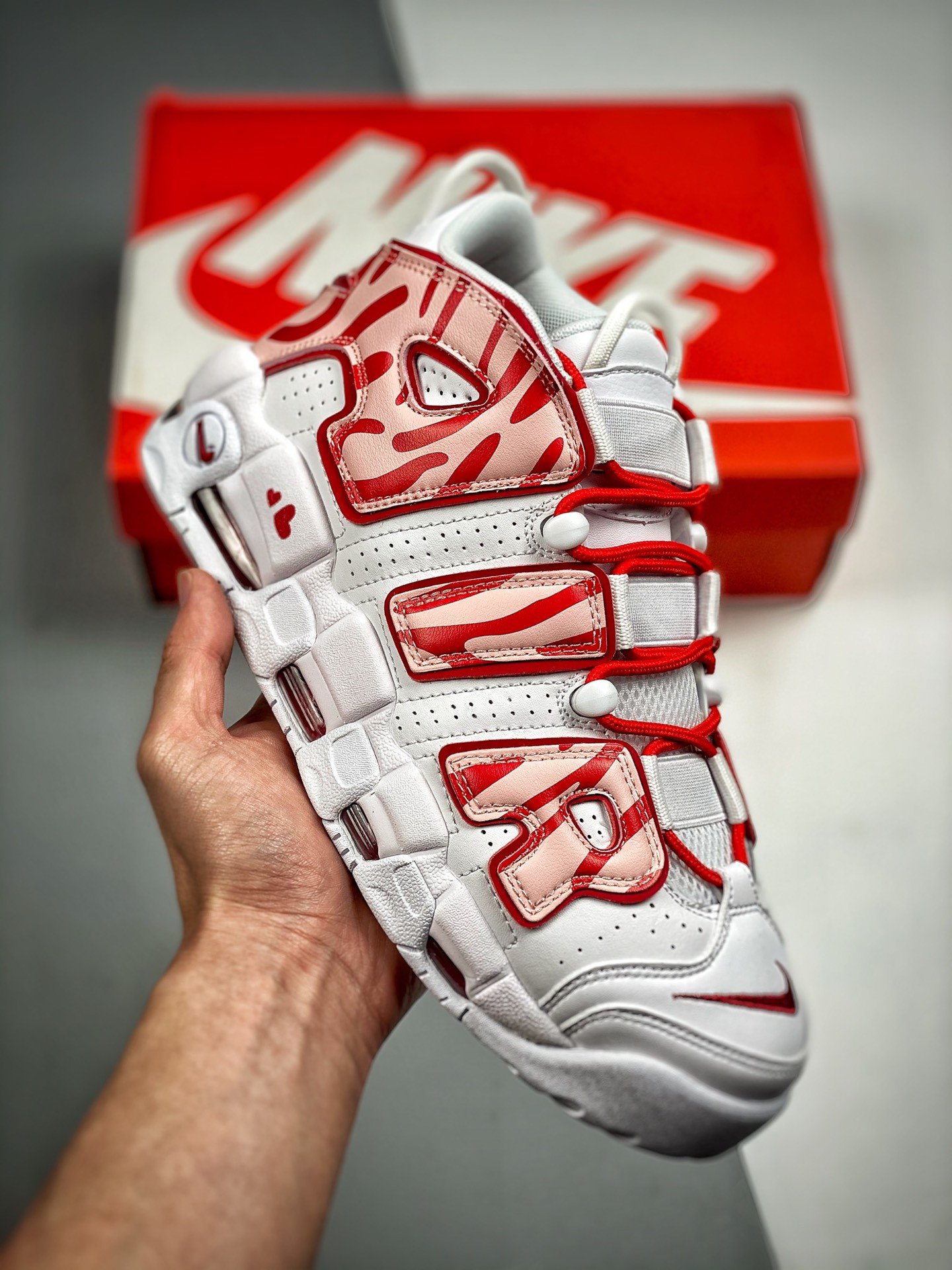 Custom Nike Air More Uptempo White Red 5338636