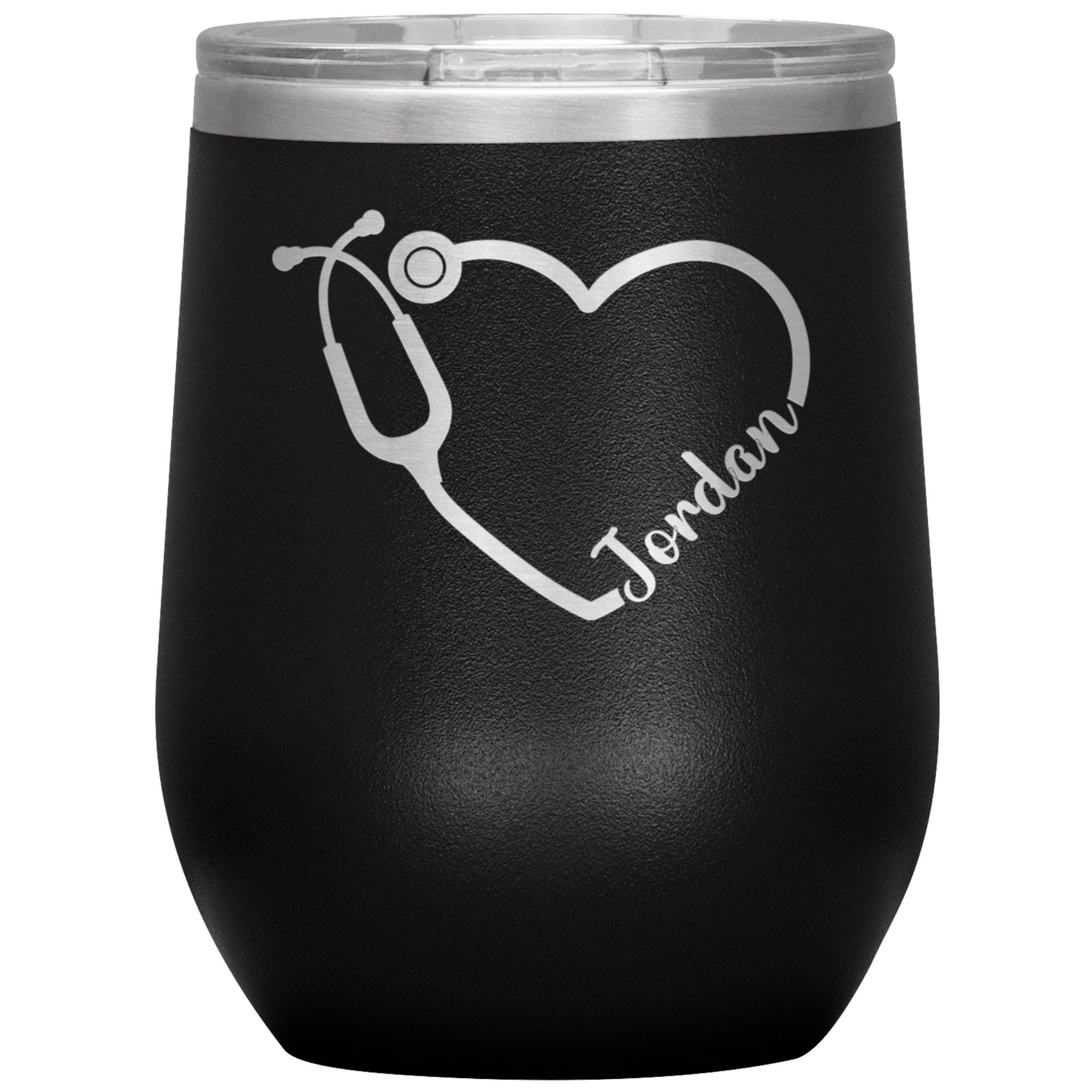 Personalized Stethoscope Heart 12Oz Wine Tumbler