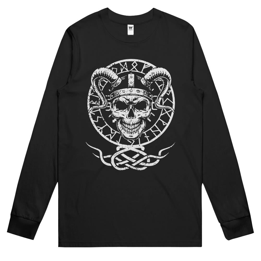 Skull Witchcraft Runes Viking Nordic Warrior Tree Tattoo Long Sleeve T Shirts