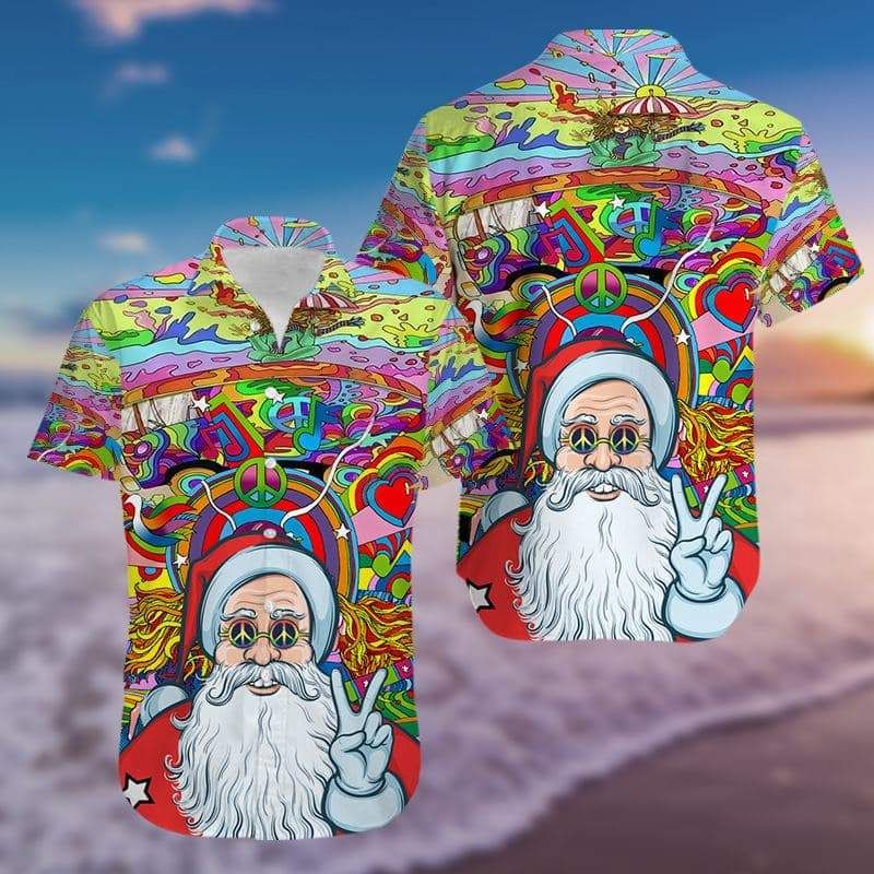 Hippie Santa Claus Hawaii Aloha Shirts Ha93700