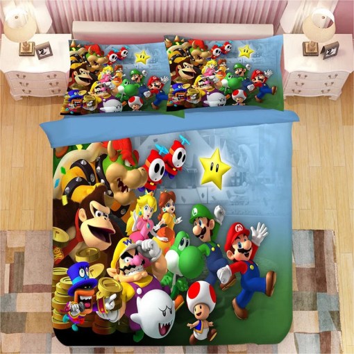 Super Smash Bros Ultimate Mario 1 Duvet Cover Pillowcase Home Decor 3D Bedding Sete