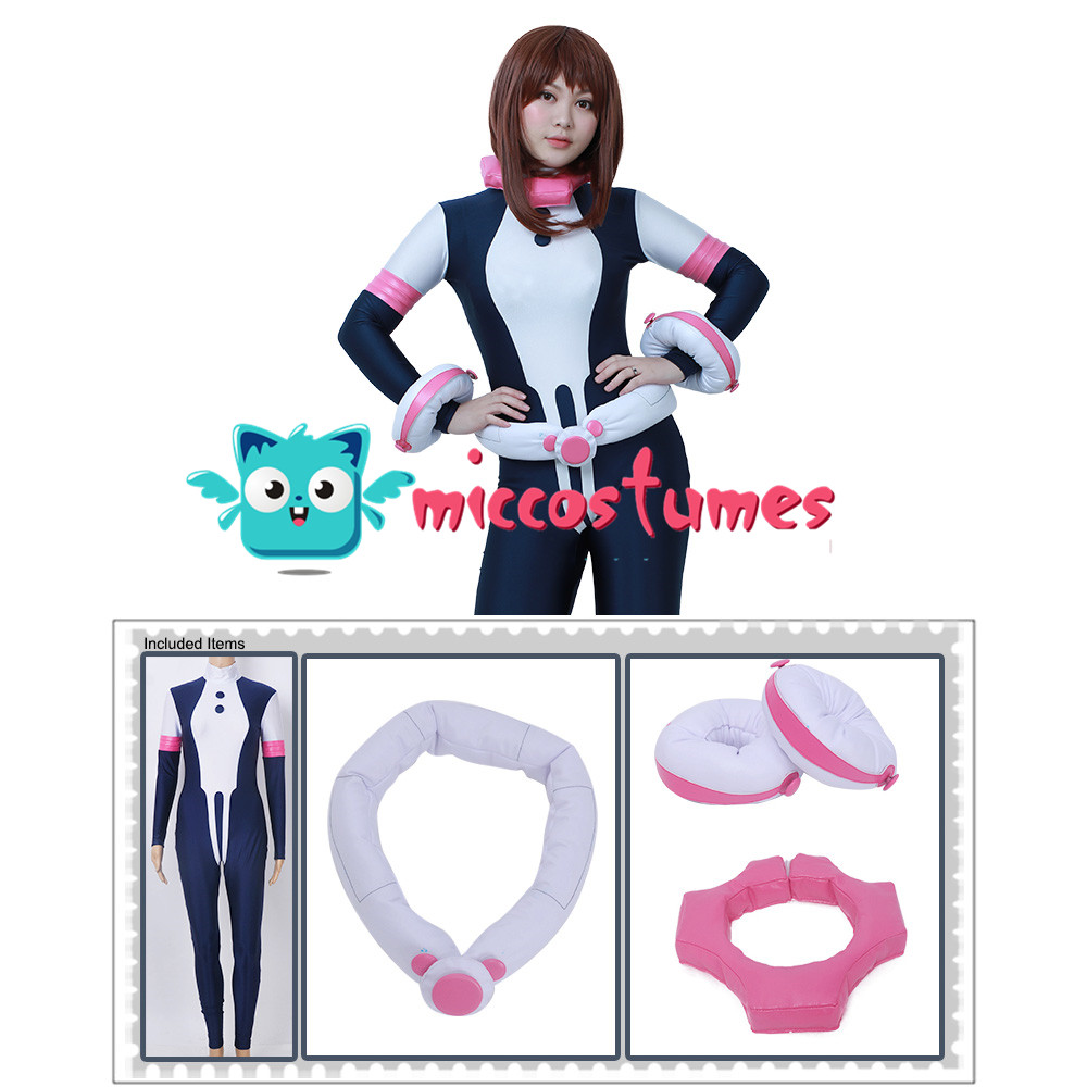 Women’s Anime Hero Cosplay Suit Costume with Waist Piece and Neckwear alx