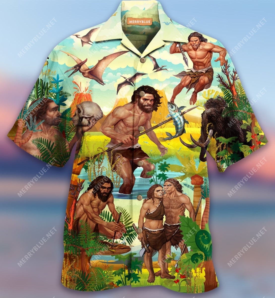 Return To Prehistory And Live In Happiness Unisex Hawaii Shirt Ha2408